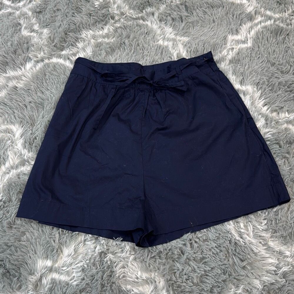 NWOT Jason Wu Women’s High-Waisted Navy Cotton Shorts With Tie-Waist Belt in Siz